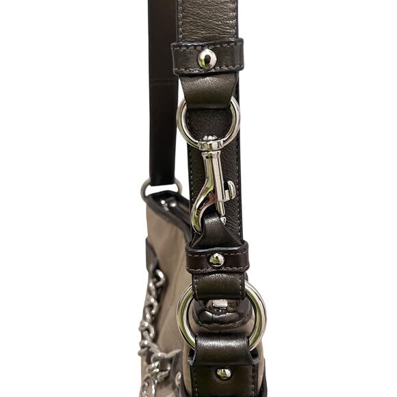 Coach Signature Crossbody Shoulder Bag Womens Brown Khaki Chain Leather Trim - Picture 5 of 12